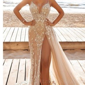 Spaghetti Side Split Tulle Dress